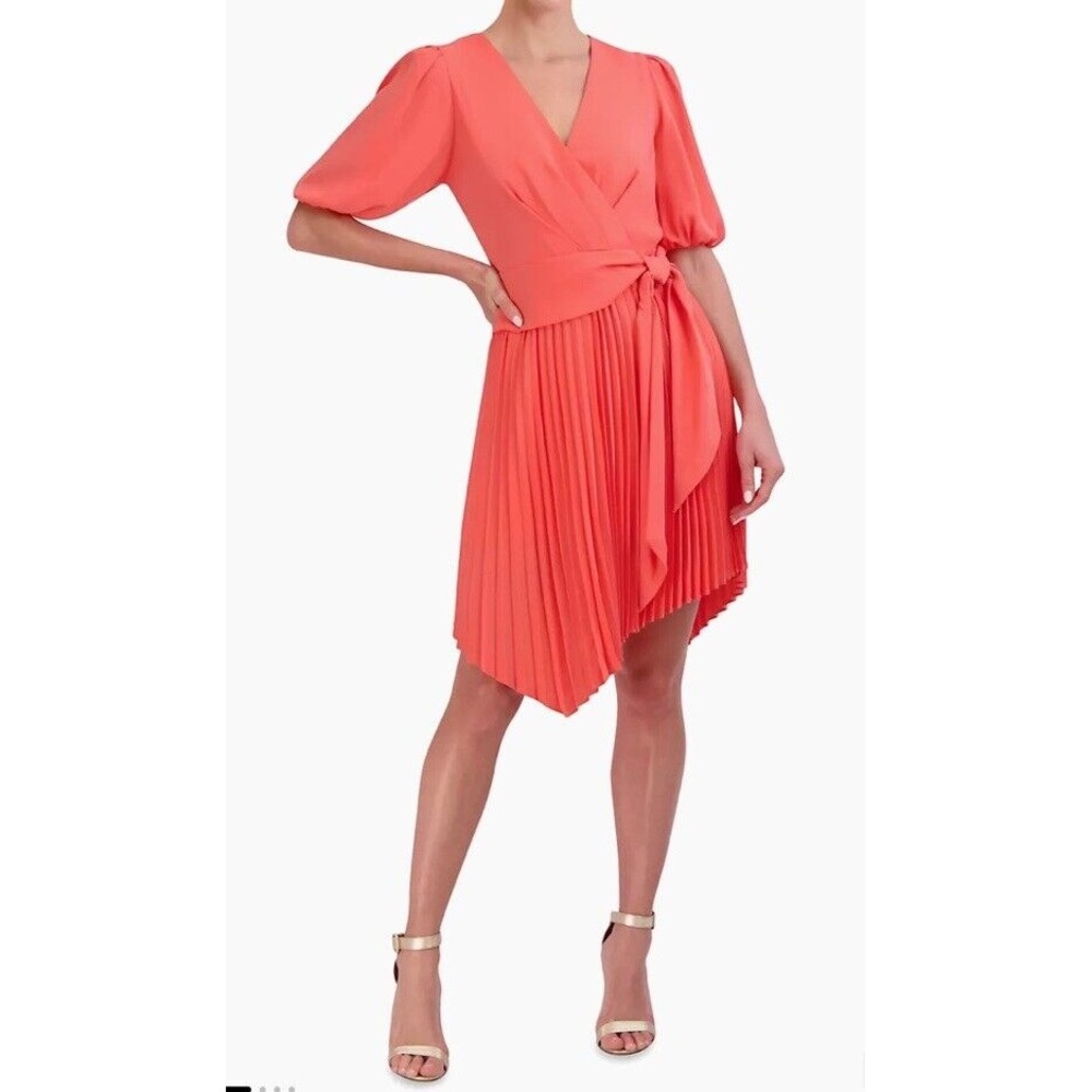 BCBGMAXAZRIA Asymmetric Pleated Cocktail Size 8 Dress Retail $328 NWT